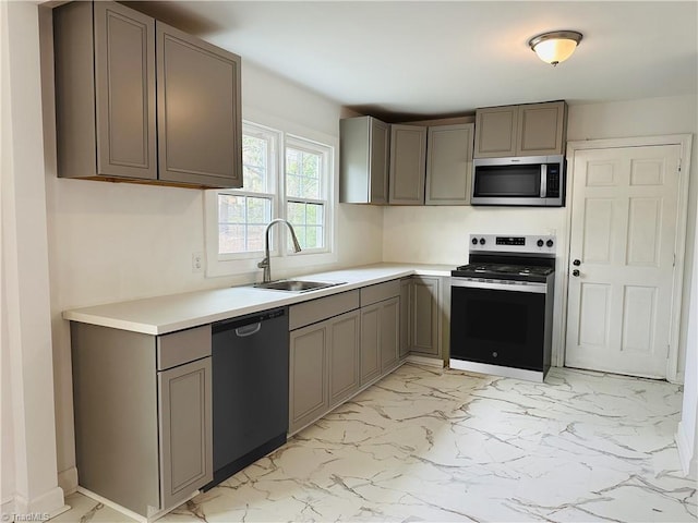 524 Ashburn St, High Point, NC 27260 - kitchen featuring gray cabinets, stainless steel microwave, electric stove, and dishwasher