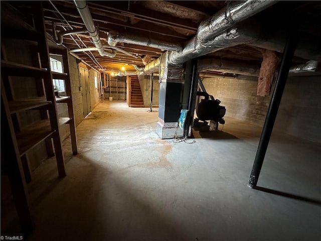 basement with heating utilities