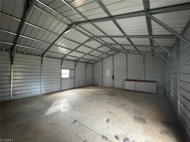 garage featuring metal wall