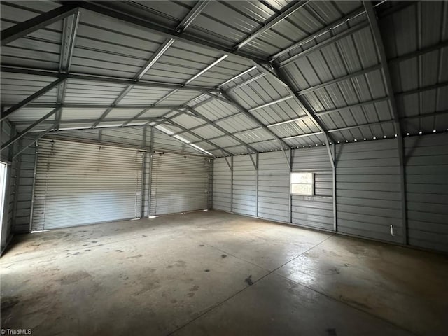 garage with metal wall