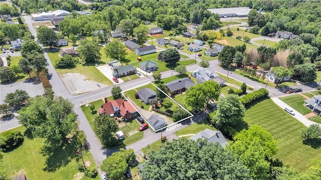 307 S Key St, Pilot Mountain, NC 27041 - aerial perspective of suburban area featuring property parcel outlined