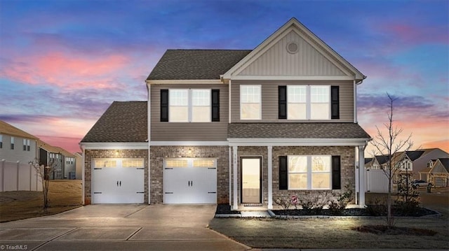 view of front facade with a garage