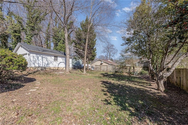 view of yard featuring a fenced backyard