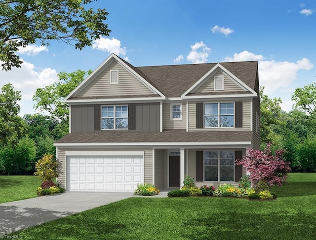 1506 Peabody Ct, Mebane, NC 27302 - view of front of house with a front lawn, an attached garage, driveway, and roof with shingles