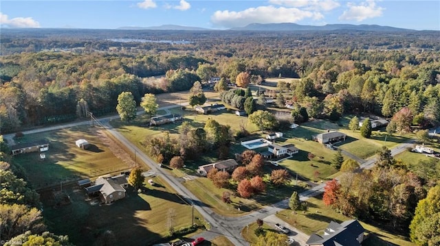 aerial view with a mountain view