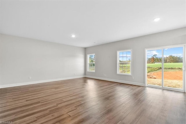 spare room with dark wood-type flooring