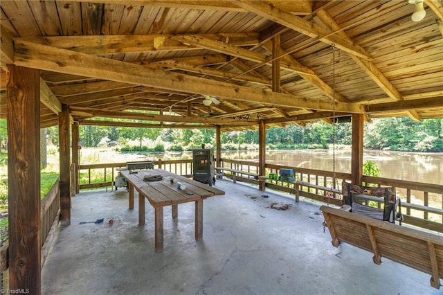 view of patio / terrace featuring an exterior structure and an outdoor structure