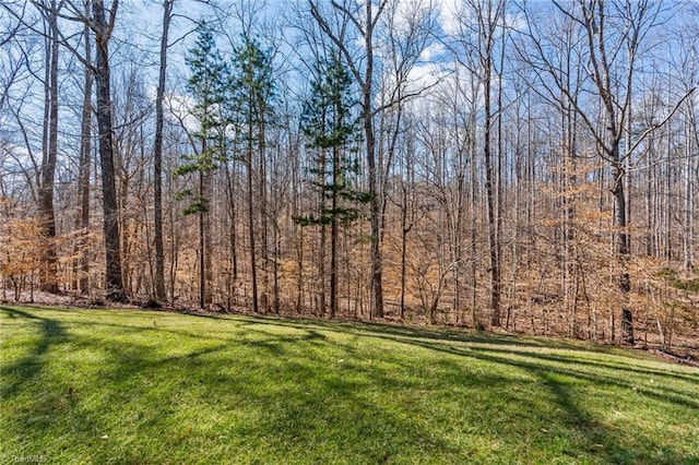 view of yard with a wooded view