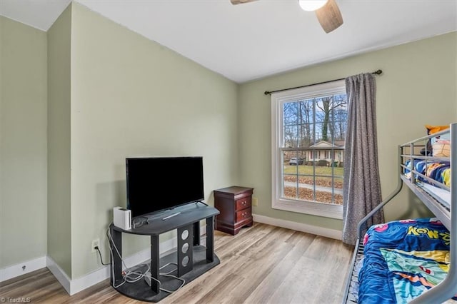 interior space with light hardwood / wood-style flooring and ceiling fan