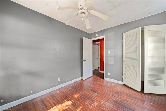 1278 Tredwell Dr, Winston-Salem, NC 27103 - unfurnished bedroom with wood-type flooring, a ceiling fan, and a closet
