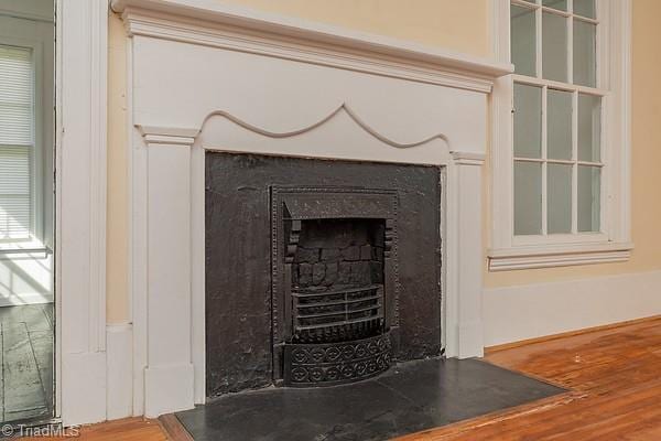 112 S Caldwell St, Salisbury, NC 28144 - detailed view of wood finished floors and a fireplace