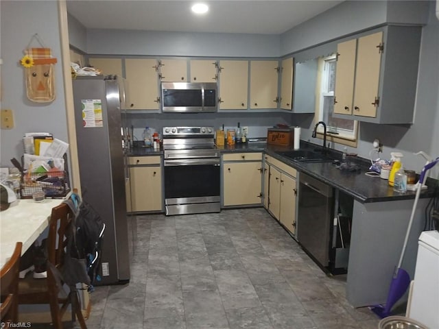 kitchen with sink and appliances with stainless steel finishes