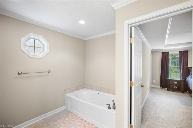 269 Country Villa Dr, Lexington, NC 27295 - full bath featuring baseboards, ornamental molding, a garden tub, a textured ceiling, and recessed lighting