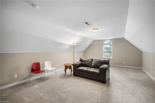 269 Country Villa Dr, Lexington, NC 27295 - living room with lofted ceiling, carpet, and baseboards