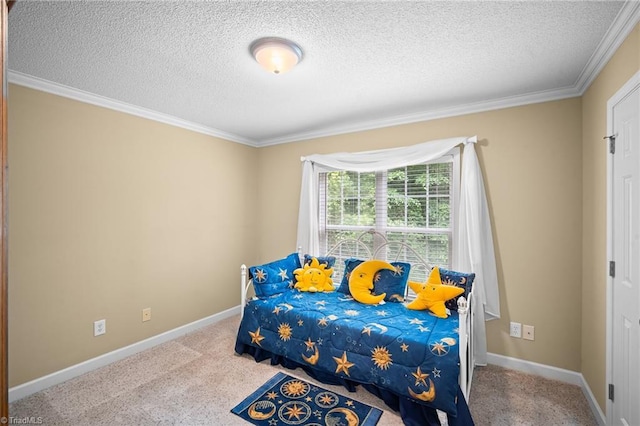 269 Country Villa Dr, Lexington, NC 27295 - carpeted bedroom with ornamental molding, a textured ceiling, and baseboards
