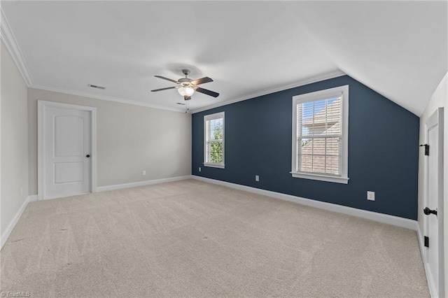 2507 Duck Club Rd, Greensboro, NC 27410 - unfurnished bedroom featuring light carpet, ceiling fan, crown molding, and lofted ceiling