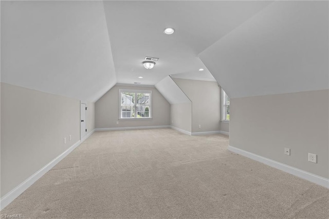 2507 Duck Club Rd, Greensboro, NC 27410 - additional living space with lofted ceiling, light carpet, and recessed lighting