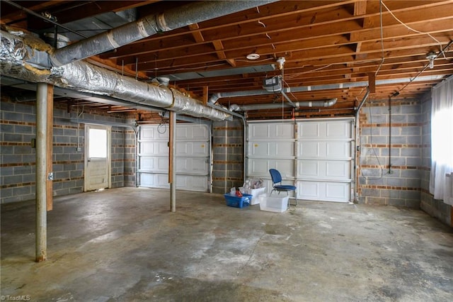 garage with a garage door opener