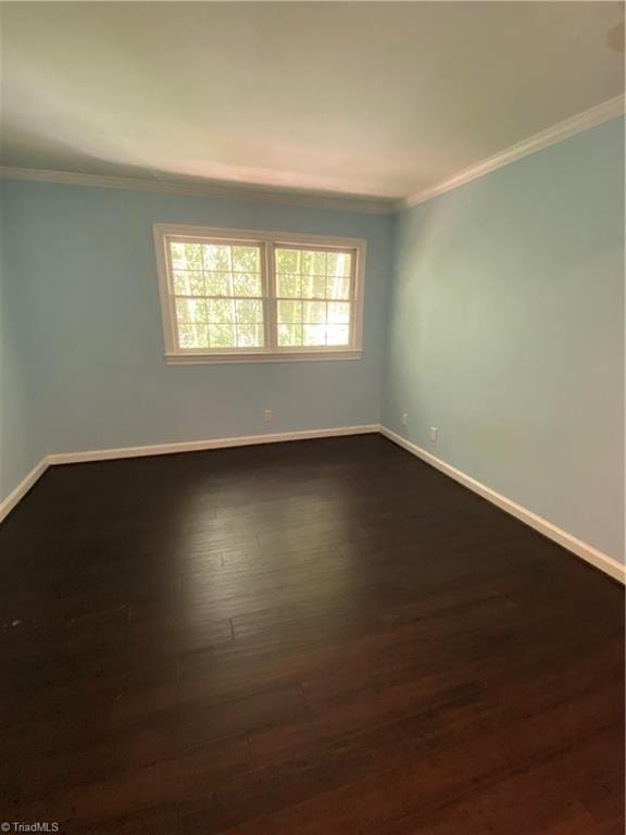 2821 Bleeker Sq Unit E, Winston-Salem, NC 27106 - spare room with ornamental molding, dark wood-style flooring, and baseboards