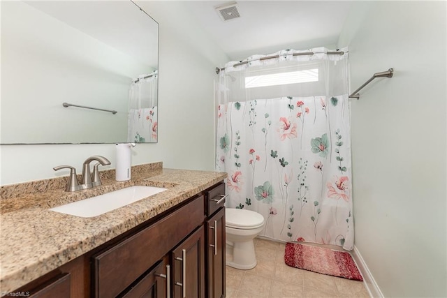 2452 Tannin Ct, High Point, NC 27265 - bathroom with vanity, a shower with curtain, and tile patterned flooring