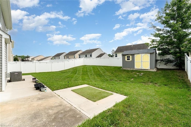 2452 Tannin Ct, High Point, NC 27265 - fenced backyard featuring a patio area, a shed, and a residential view