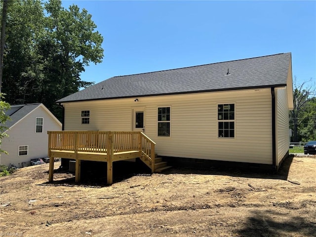 1017 Virginia St, Thomasville, NC 27360 - rear view of property with a wooden deck, roof with shingles, and crawl space