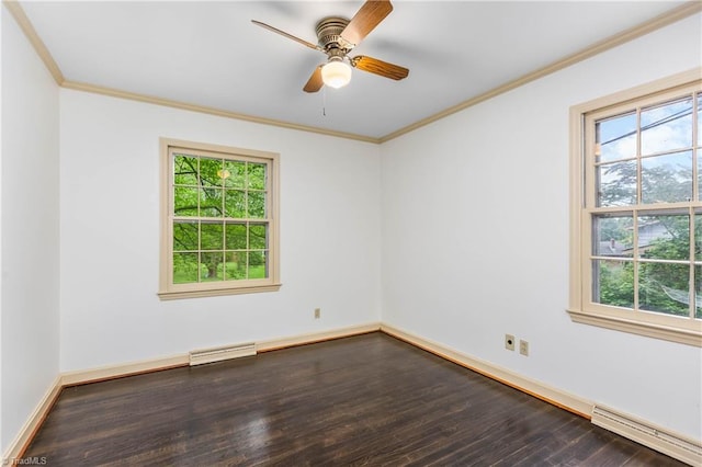 1400 Waybridge Ln, Winston-Salem, NC 27103 - unfurnished room with a baseboard radiator, wood finished floors, plenty of natural light, and ornamental molding