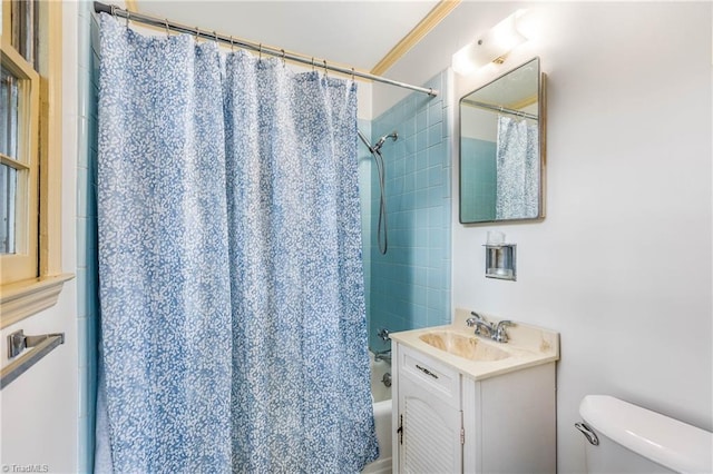 1400 Waybridge Ln, Winston-Salem, NC 27103 - bathroom with toilet, shower / bath combo with shower curtain, and vanity