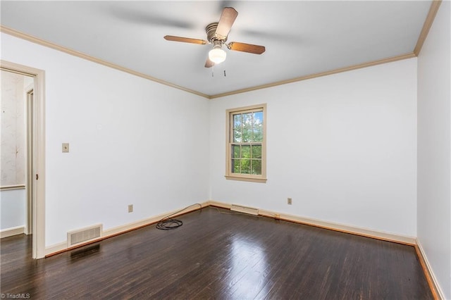 1400 Waybridge Ln, Winston-Salem, NC 27103 - spare room with wood finished floors, crown molding, baseboards, and a ceiling fan