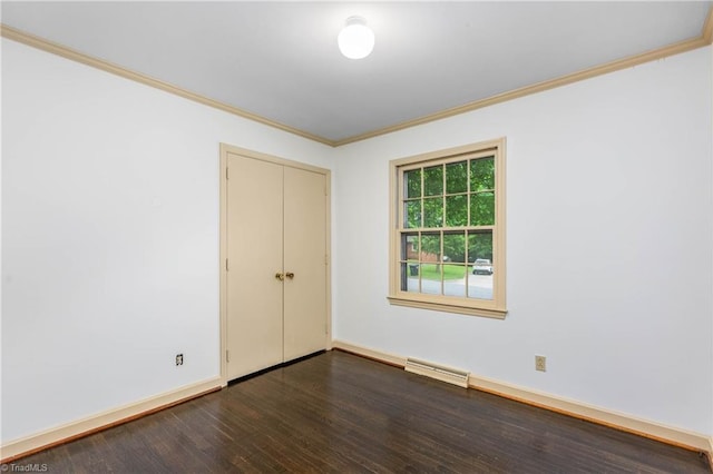 1400 Waybridge Ln, Winston-Salem, NC 27103 - unfurnished room with dark wood-style floors, crown molding, and baseboards