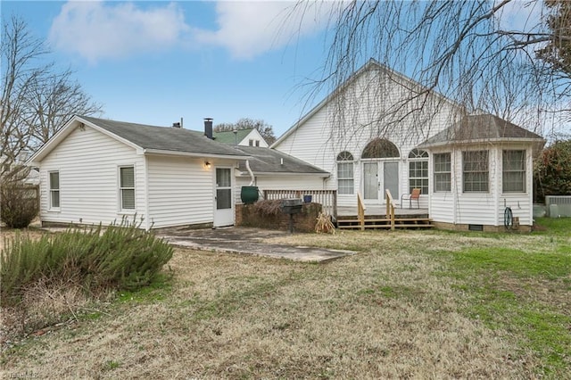 1146 Rogers Rd, Graham, NC 27253 - rear view of property featuring a wooden deck, a yard, and crawl space