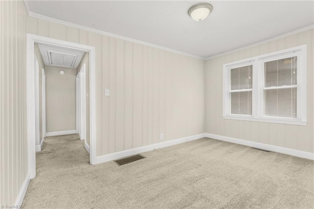 225 Harper St, Winston-Salem, NC 27104 - unfurnished room featuring attic access, carpet, and ornamental molding