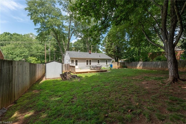 225 Harper St, Winston-Salem, NC 27104 - fenced backyard featuring a shed and a deck