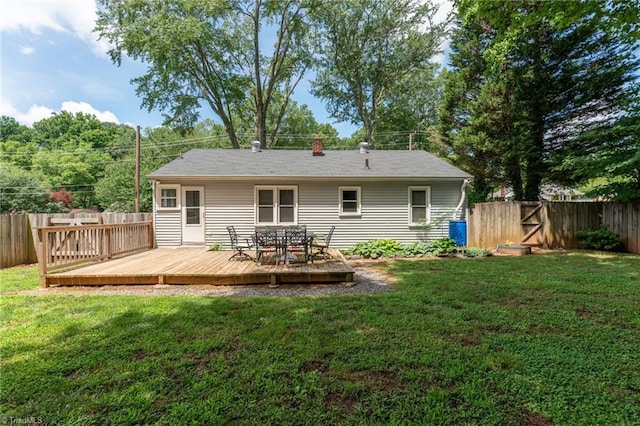 225 Harper St, Winston-Salem, NC 27104 - rear view of house featuring a fenced backyard and a wooden deck