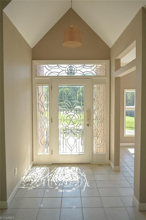 590 Turner Mountain Rd, Mount Airy, NC 27030 - foyer with light tile patterned flooring and high vaulted ceiling