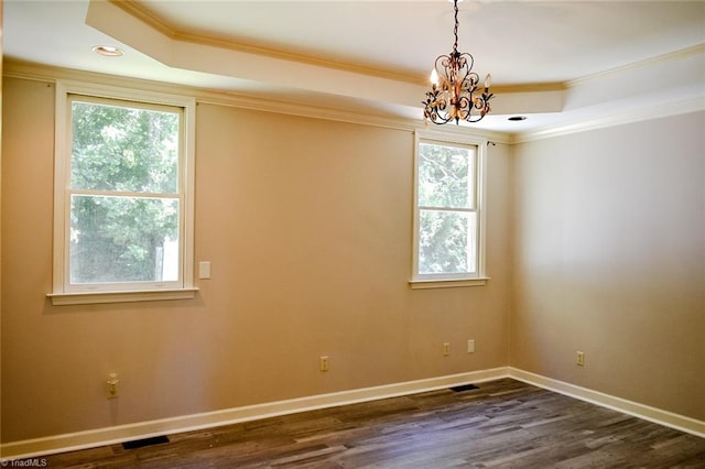 590 Turner Mountain Rd, Mount Airy, NC 27030 - spare room featuring ornamental molding, healthy amount of natural light, a chandelier, and a raised ceiling