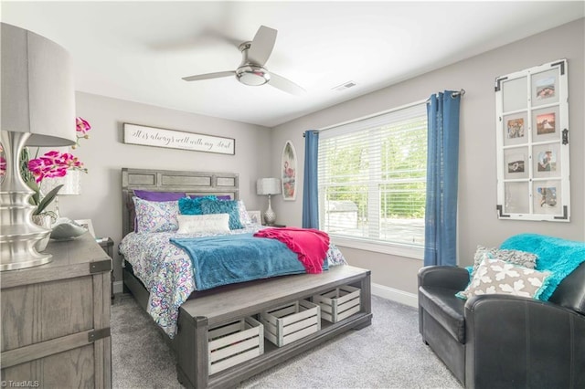 440 Sportsman Dr, Salisbury, NC 28146 - carpeted bedroom featuring baseboards, visible vents, and ceiling fan