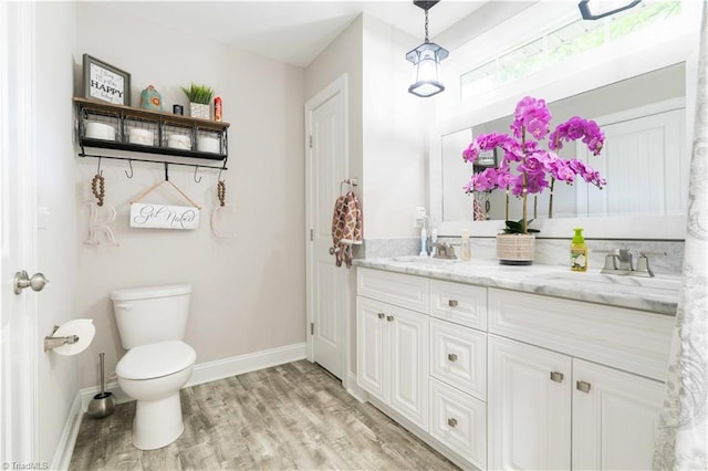 440 Sportsman Dr, Salisbury, NC 28146 - full bath with a sink, toilet, double vanity, baseboards, and wood finished floors