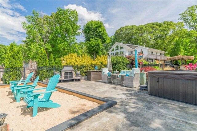 440 Sportsman Dr, Salisbury, NC 28146 - view of patio with fence and a hot tub