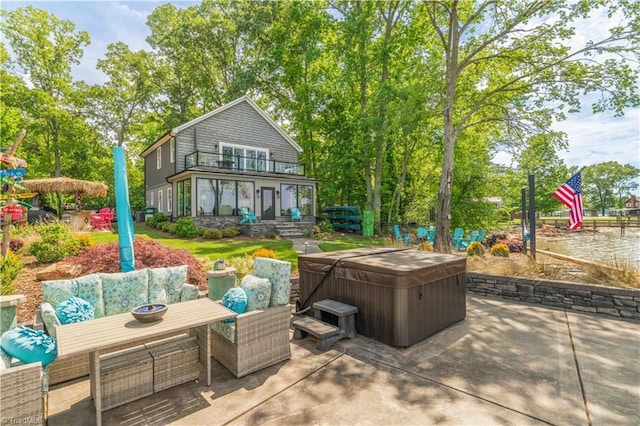 440 Sportsman Dr, Salisbury, NC 28146 - view of patio / terrace featuring a balcony and a hot tub