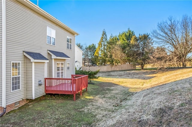 view of yard with a deck