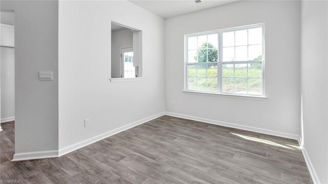 spare room featuring wood-type flooring