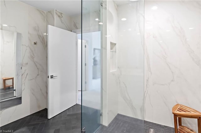 400 W 4th St Unit 305, Winston-Salem, NC 27101 - bathroom featuring a marble finish shower