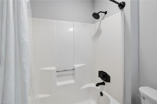 1814 Guyer St Unit A, High Point, NC 27265 - bathroom featuring toilet and shower / tub combo with curtain