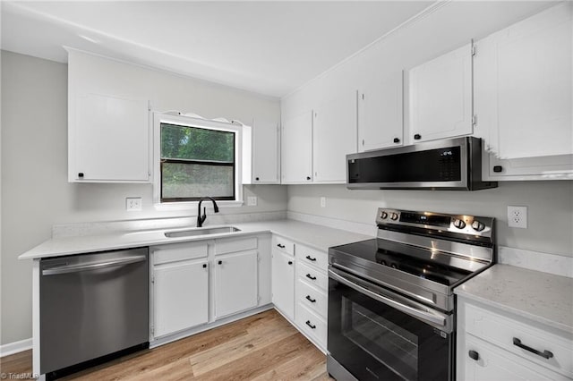 1814 Guyer St Unit A, High Point, NC 27265 - kitchen with stainless steel appliances, a sink, light countertops, and white cabinetry