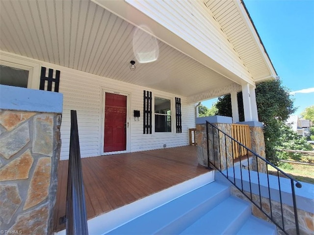 deck featuring a porch