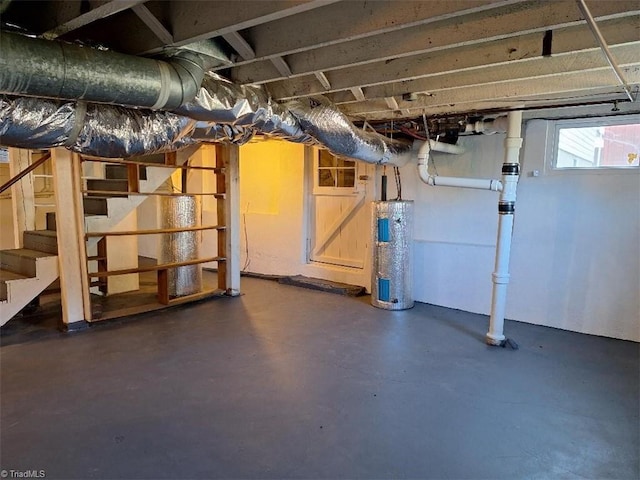 basement with water heater