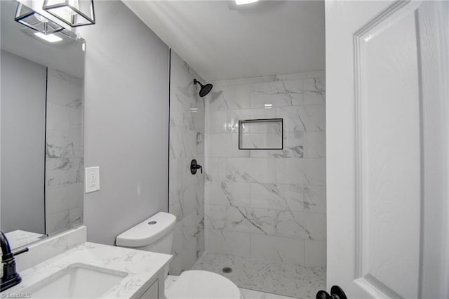 1638 Colonial Dr, Salisbury, NC 28144 - bathroom with toilet, vanity, and a marble finish shower