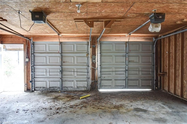 garage with a garage door opener