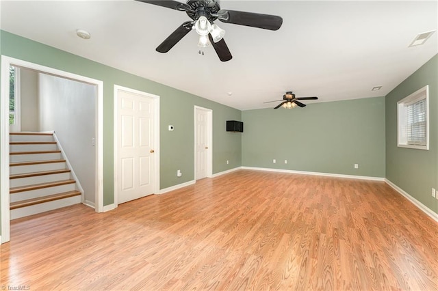 5921 Election Oak Dr, High Point, NC 27265 - spare room with ceiling fan, light wood-style floors, stairs, and a smoke detector
